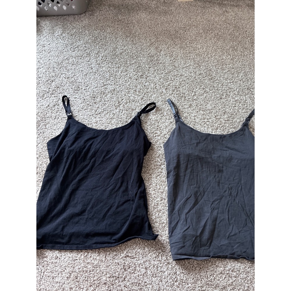 Old Navy Maternity First-Layer Nursing Camisole Tank Top 2 Pack Black Gray Large